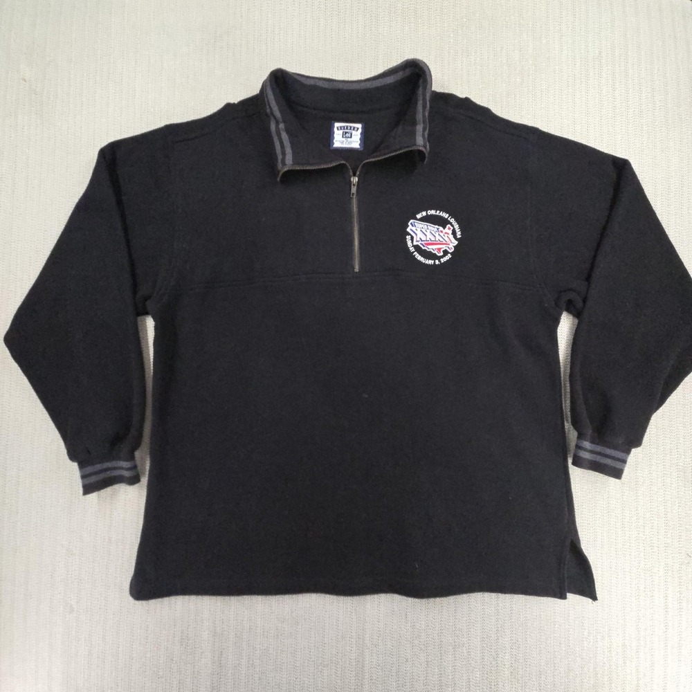 Vintage Super Bowl XXXVI Sweatshirt Mens XL Black NFL Football Patriots Lee